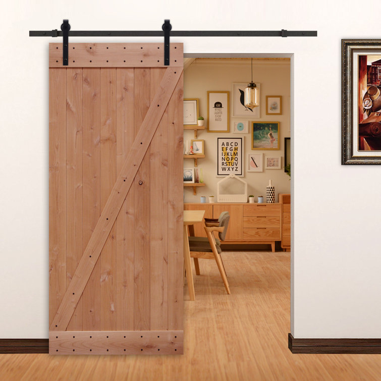 Lubann Paneled Wood Unfinished Barn Door with Installation Hardware Kit
